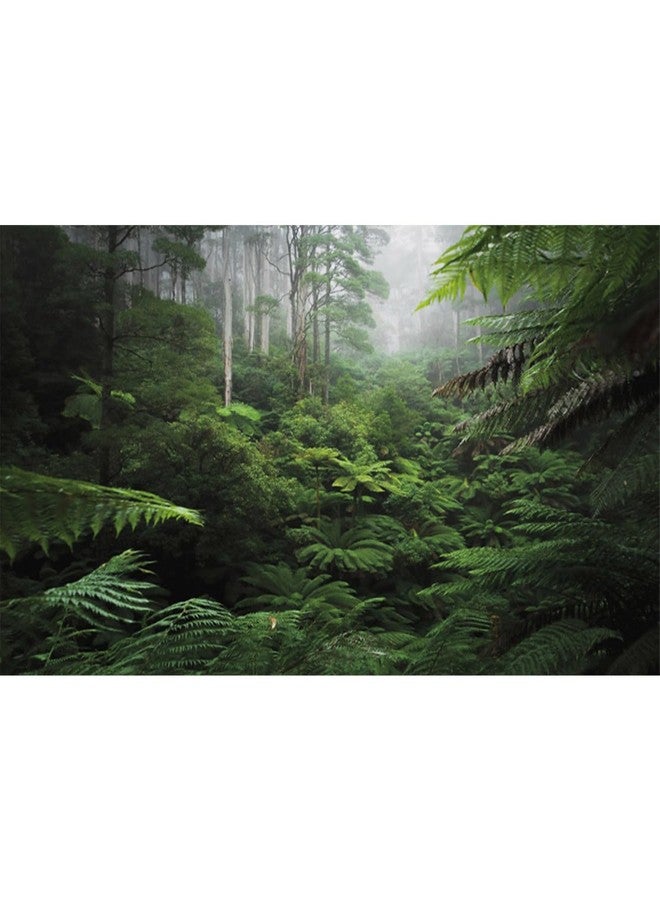 AWERT Foggy Forest Terrarium Background Green Tree Reptile Habitat Background Tropical Rainforest Aquarium Background 36x18 inches Polyester Background - Image 1